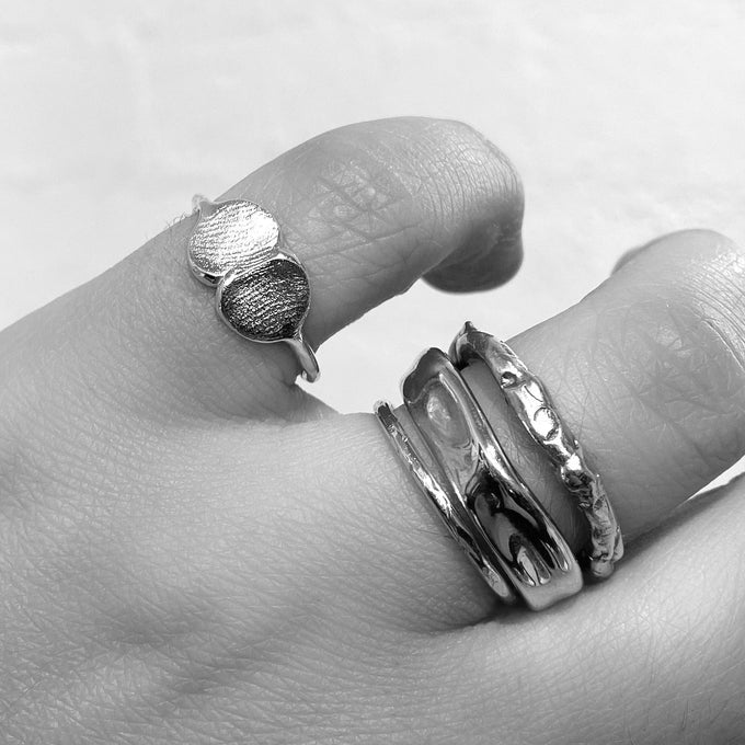 Double Impression Ring | Silver