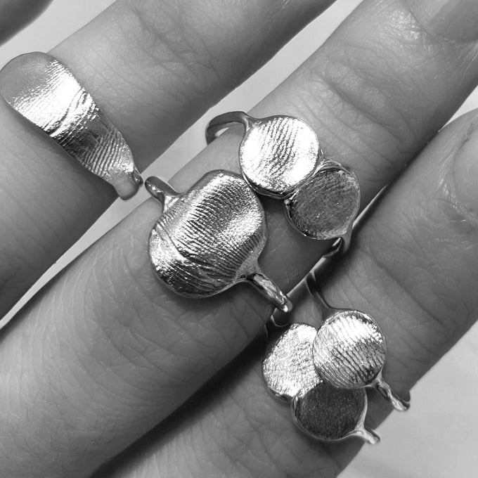 Double Impression Ring | White Gold