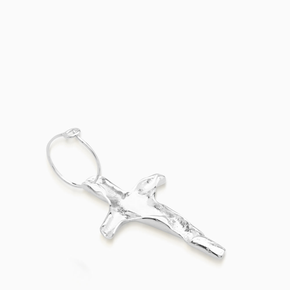 Folded Cross Earring  |  Silver