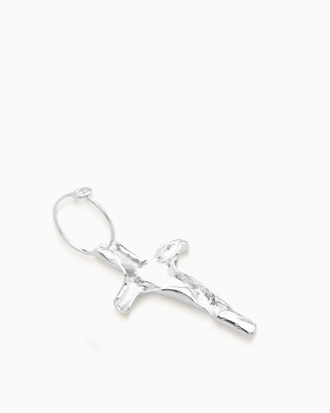 Folded Cross Earring  |  Silver