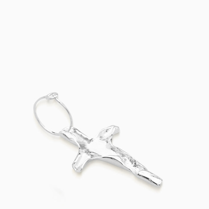 Folded Cross Earring  |  Silver