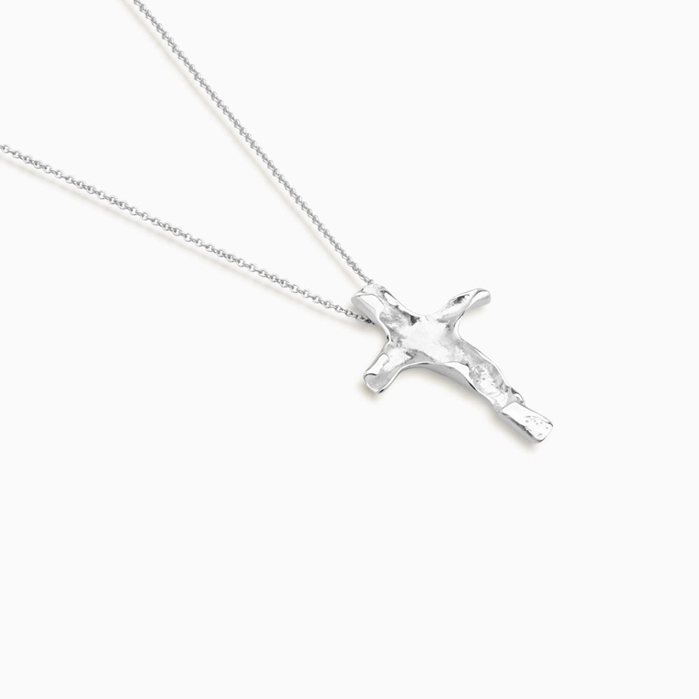 Folded Cross Necklace  | Silver