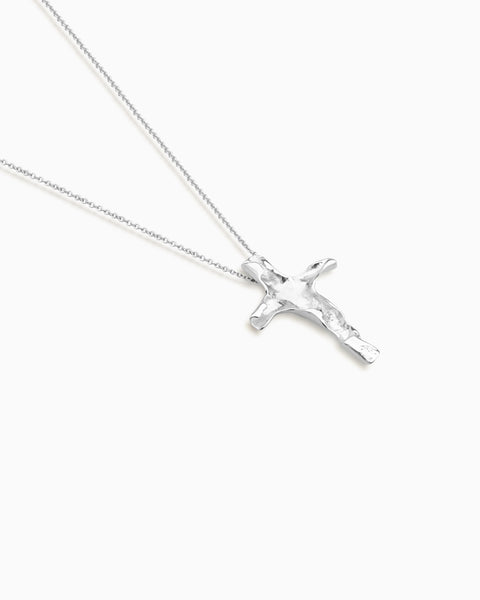 Folded Cross Necklace  | Silver