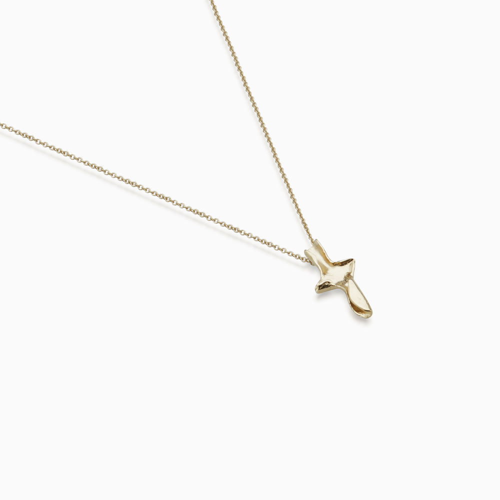 Folded Cross Necklace Mini  | Gold