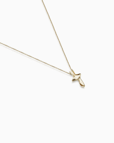 Folded Cross Necklace Mini  | Gold