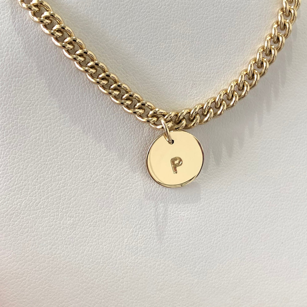Curb Disc Bracelet | Yellow Gold