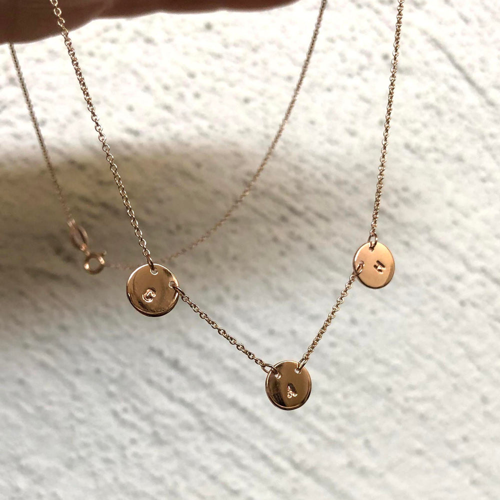 Multi Disc Necklace | Solid Rose Gold