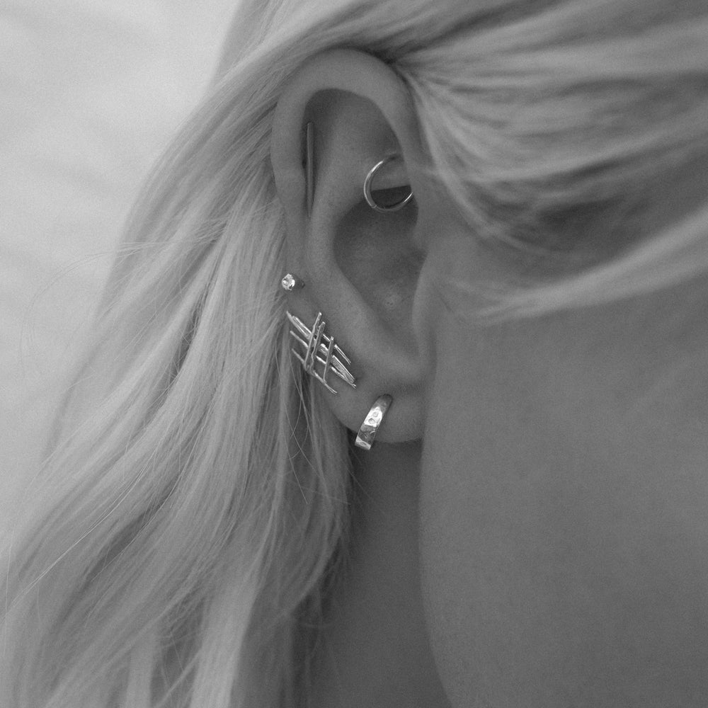 Tiny Battered Hoops | Silver