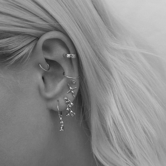 Tiny Battered Hoops | Silver