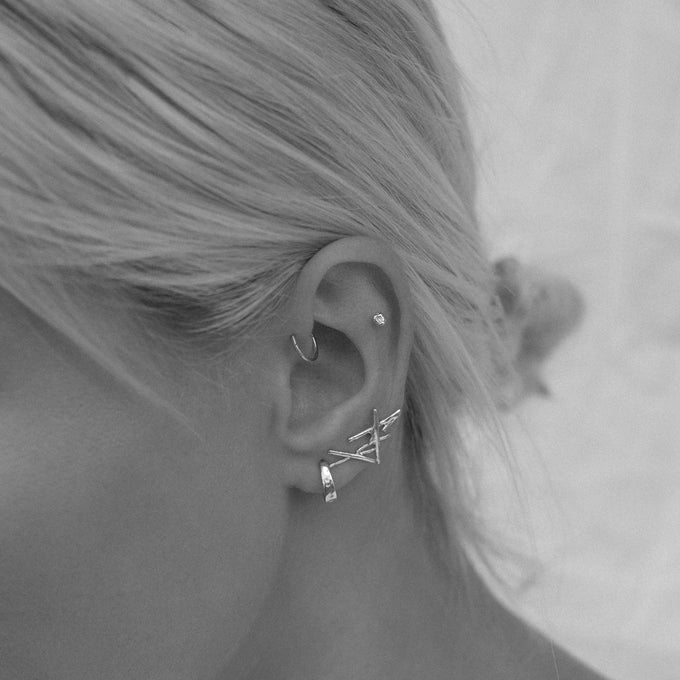 Tiny Battered Hoops | Silver