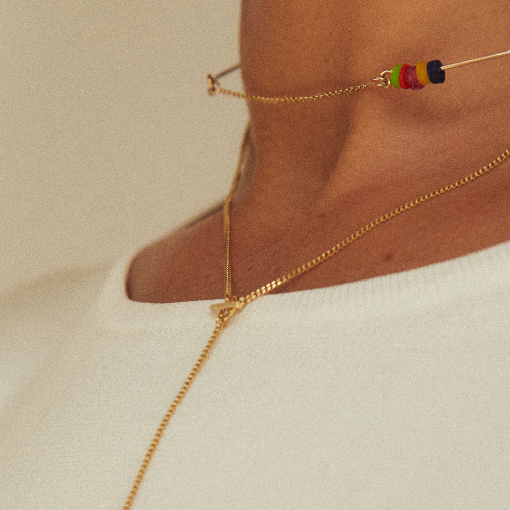 Fine Curb Drop Necklace | Gold