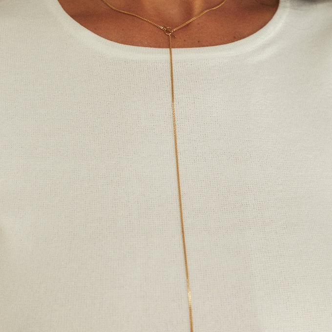 Fine Curb Drop Necklace | Gold