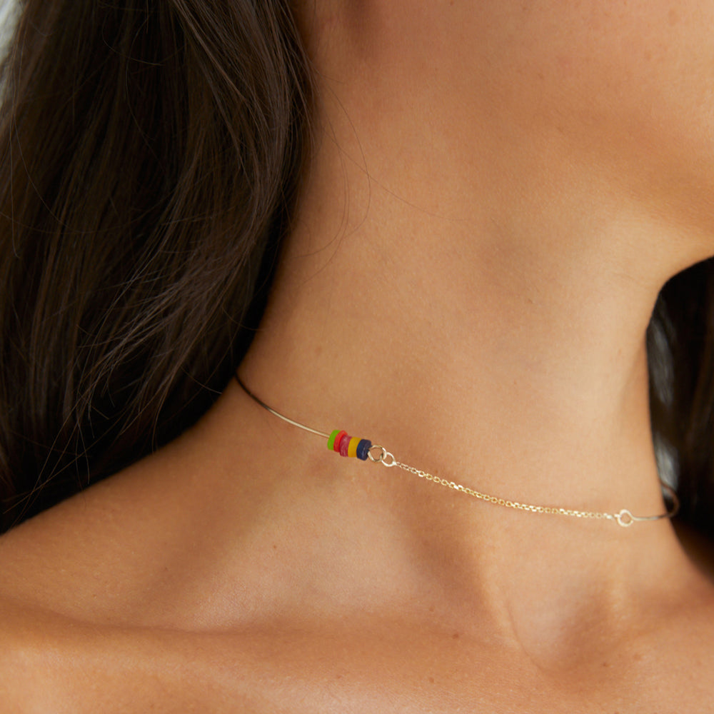 The Rainbow Resin Pin | Solid Gold