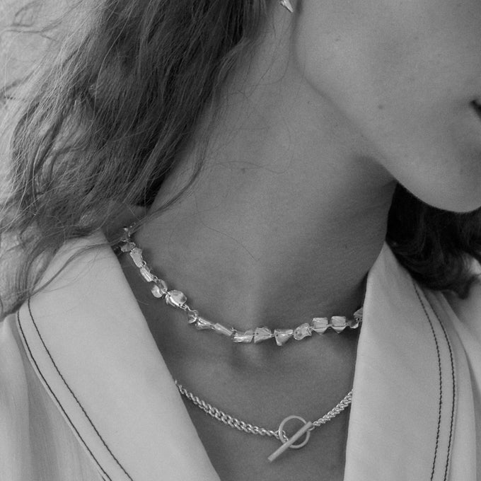Curb Chain Fob Necklace  | Silver