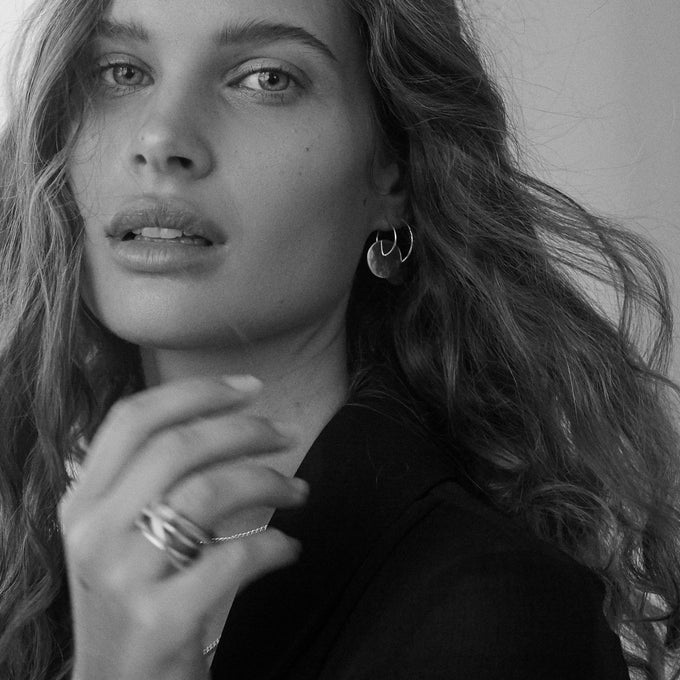 Disc Earring |  Gold with silver