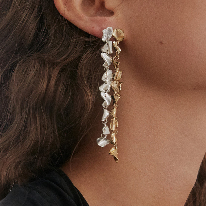Mini Veil Earrings |  Silver