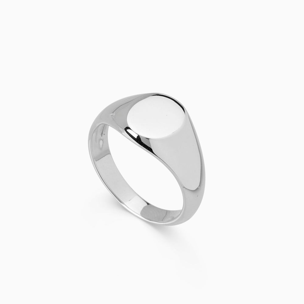 Signature Petite Signet Ring | White Gold