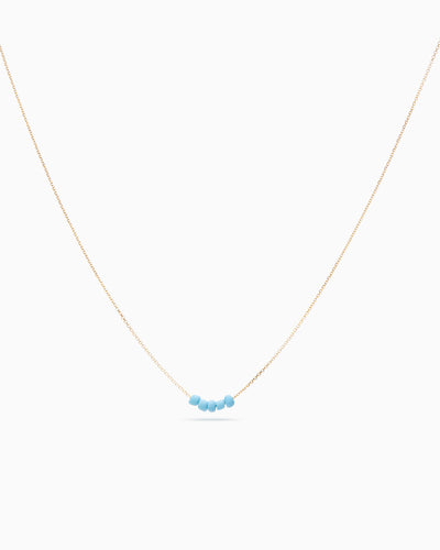 Beaded Diamond Cut Chain Blue | Solid Gold