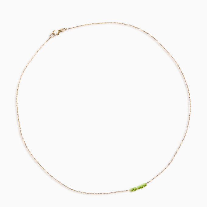 Beaded Diamond Cut Chain Green | Solid Gold