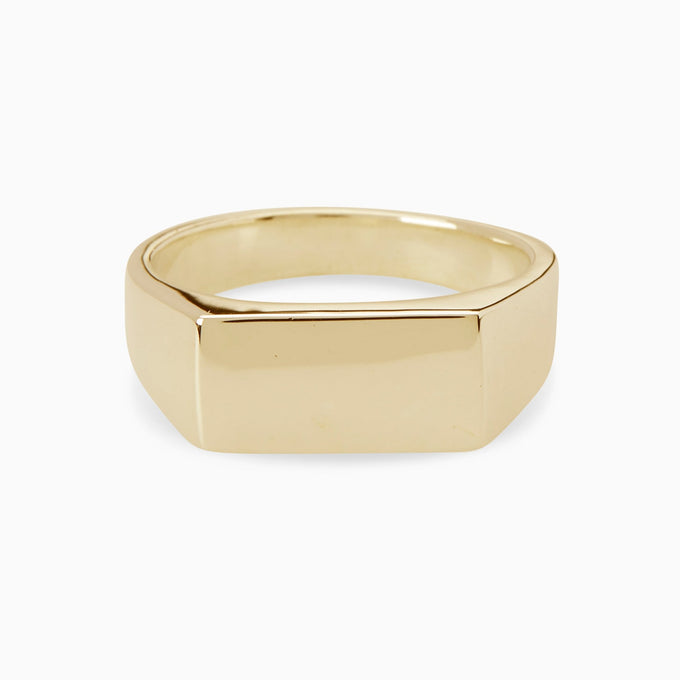 Signature Rectangle Signet Ring | Yellow Gold