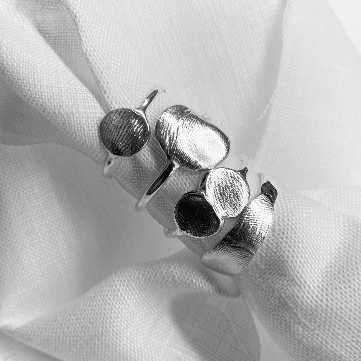 Double Impression Ring | White Gold