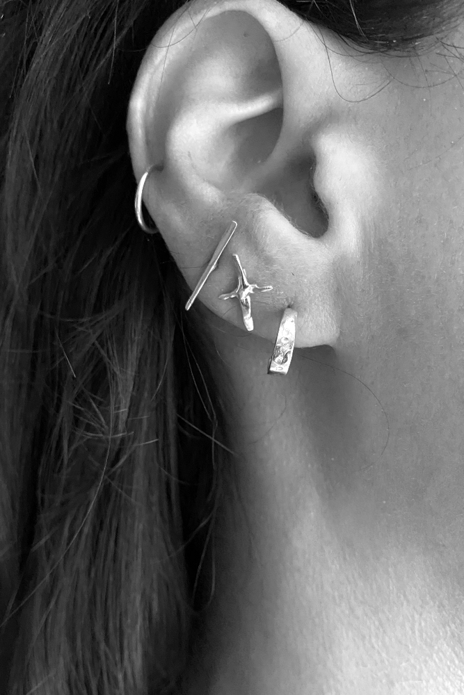 Tiny Battered Hoops | Silver