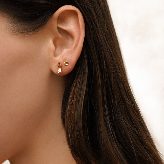 Tiny Concave Studs | Gold