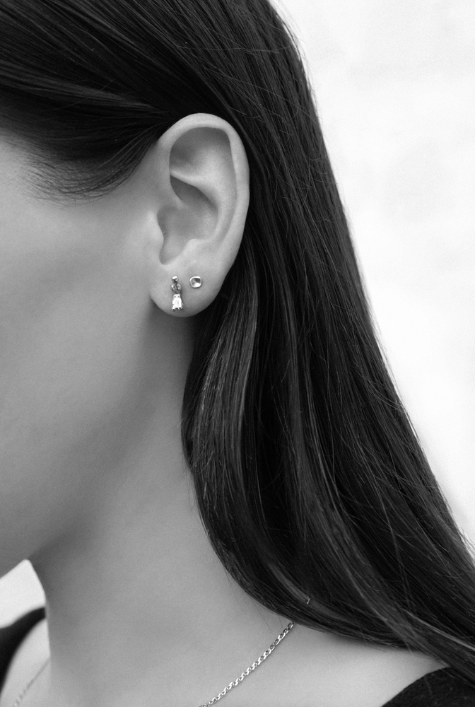 Tiny Concave Studs | Silver