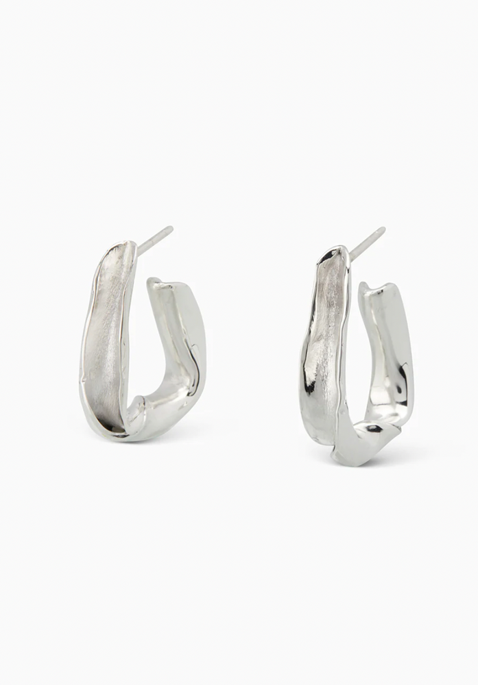 Triangle Twist Hoops | Silver