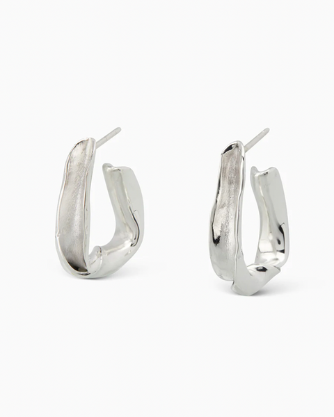 Triangle Twist Hoops | Silver