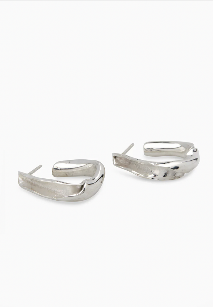 Triangle Twist Hoops | Silver