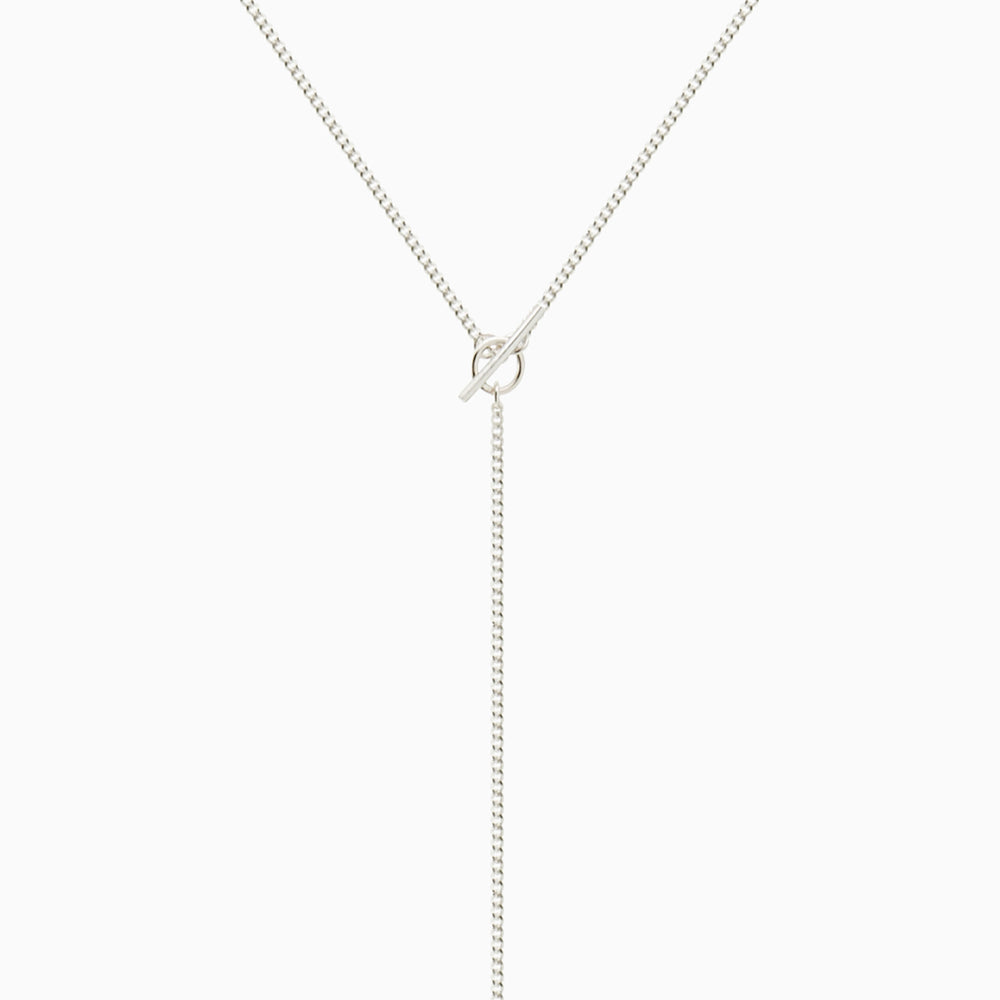 Fine Curb Drop Necklace | Silver