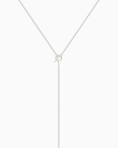 Fine Curb Drop Necklace | Silver