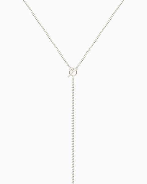 Fine Curb Drop Necklace | Silver