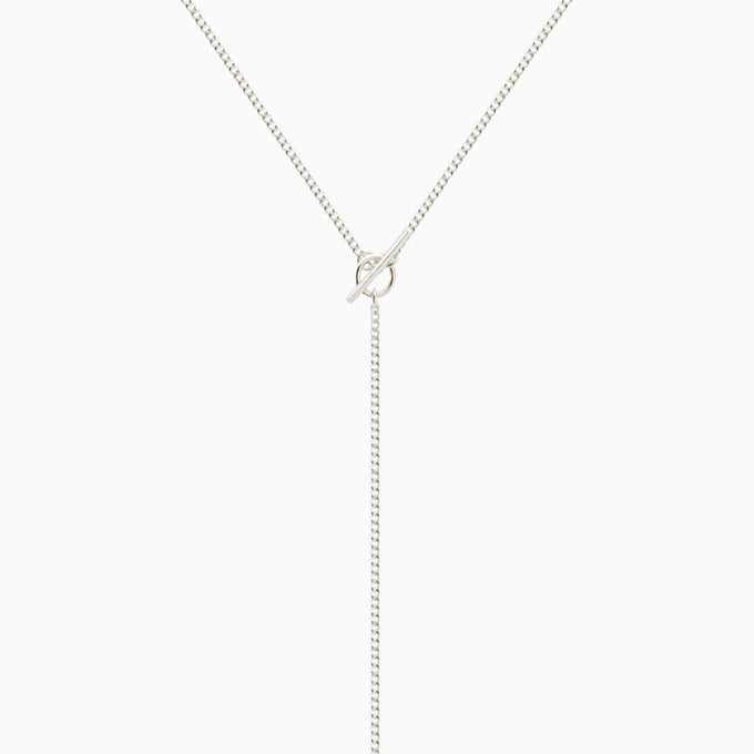 Fine Curb Drop Necklace | Silver