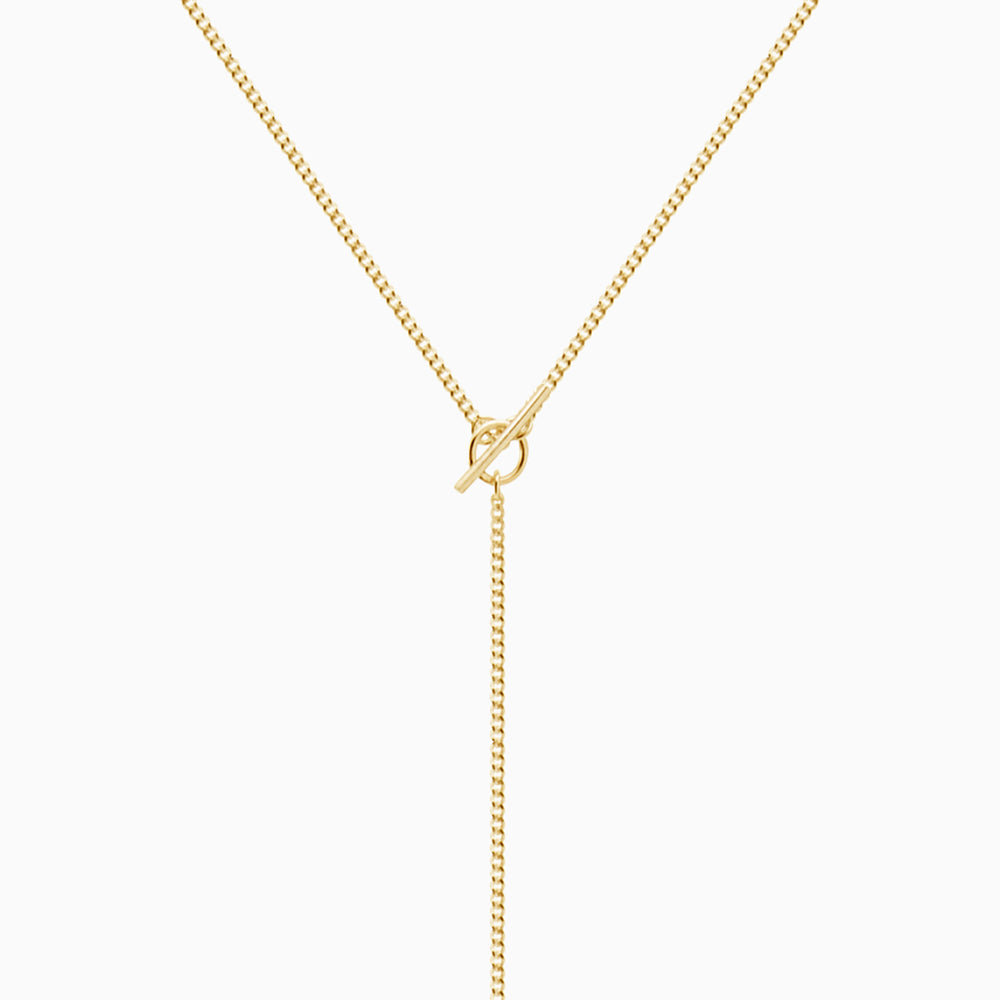 Fine Curb Drop Necklace | Gold