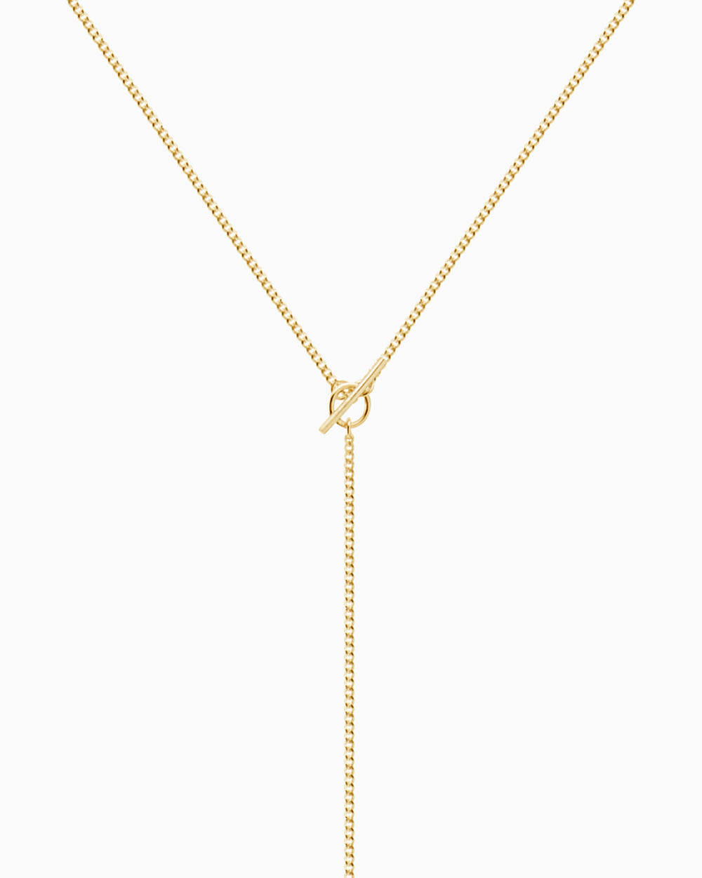 Fine Curb Drop Necklace | Gold