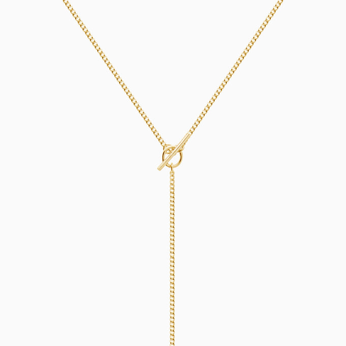 Fine Curb Drop Necklace | Gold