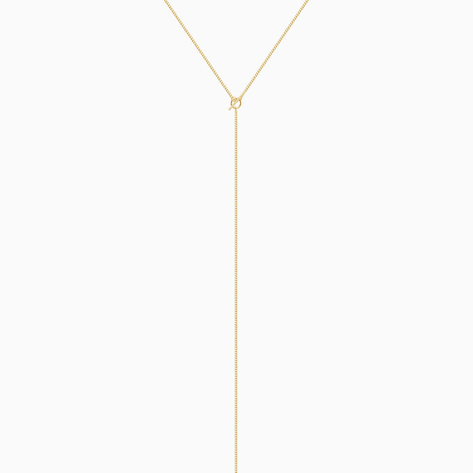 Fine Curb Drop Necklace | Gold