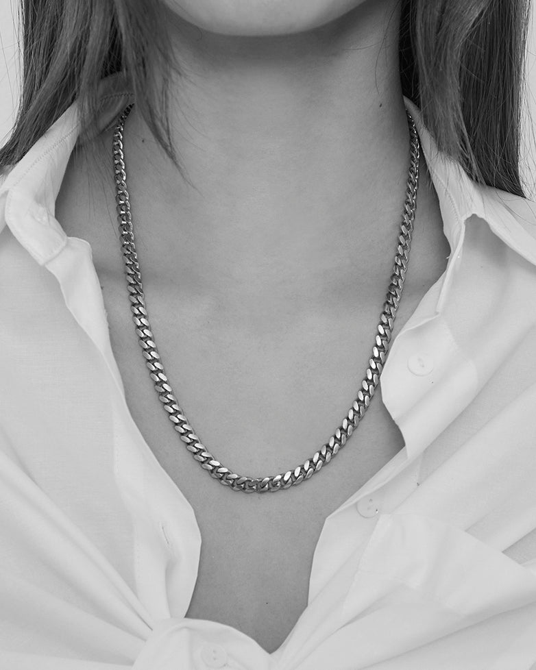 Chunky Curb Necklace | Silver